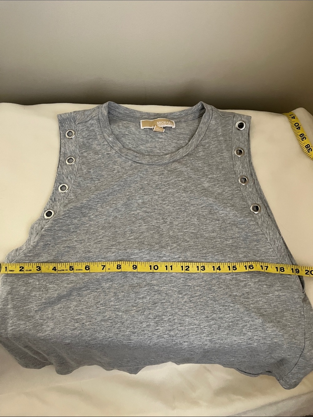 Michael Kors Heather Gray Grommet-Trim Sleeveless Tank - Picture 4 of 9